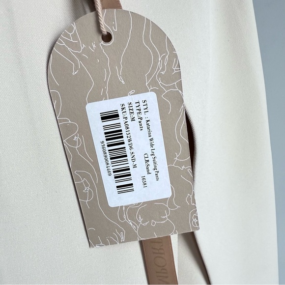 NWT MESHKI Katarina Wide Leg Suiting Pants Sand Size M High Rise Pleated - Picture 10 of 16